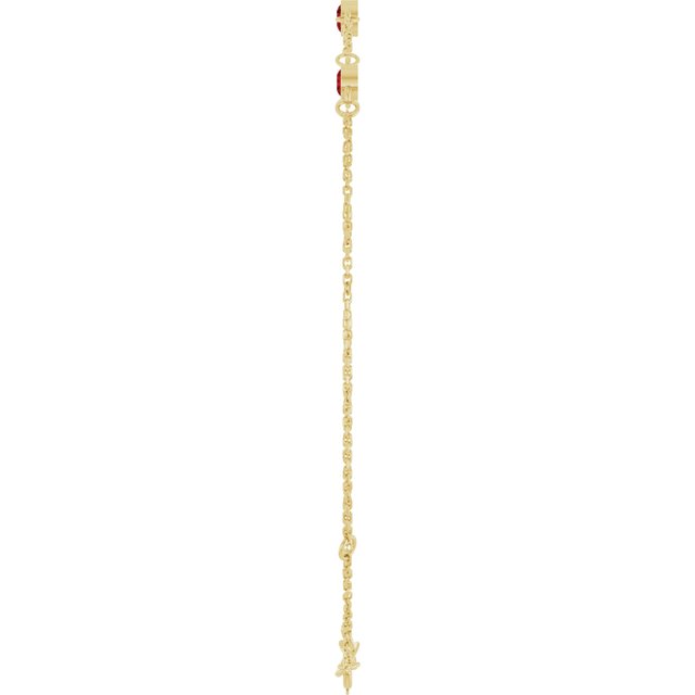 14K Yellow Gold Or Sterling Silver 3-Stone Round 3 Mm 25.9 X 1.7 Mm 6 1/2-7 1/2 In Polished Natural Bezel-Set Bracelet