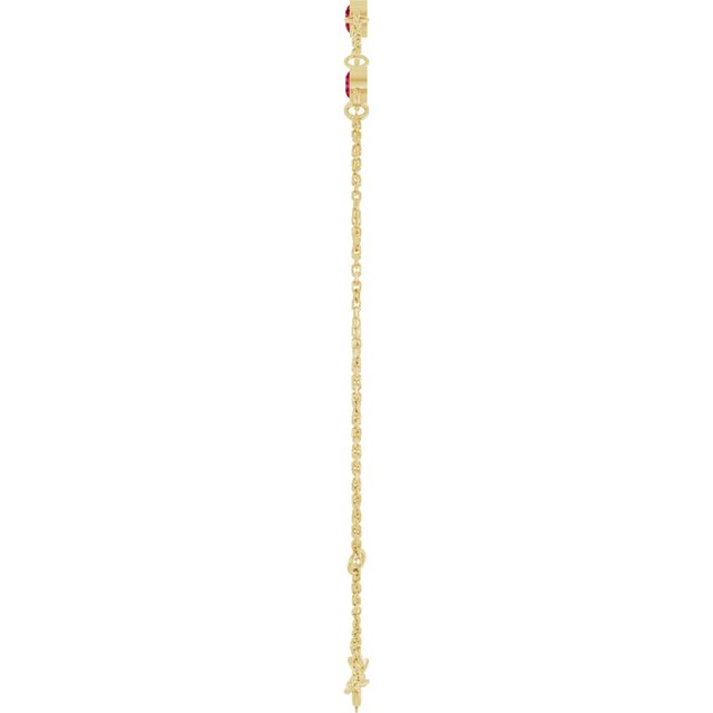 14K Yellow Gold Or Sterling Silver 3-Stone Round 3 Mm 25.9 X 1.7 Mm 6 1/2-7 1/2 In Polished Natural Bezel-Set Bracelet