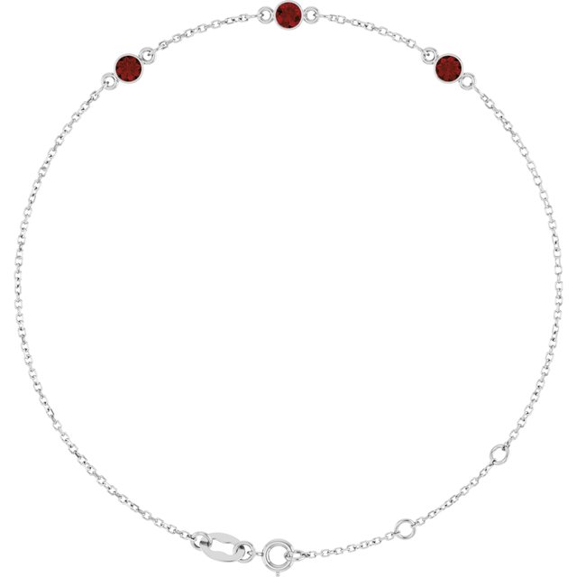 14K Yellow Gold Or Sterling Silver 3-Stone Round 3 Mm 25.9 X 1.7 Mm 6 1/2-7 1/2 In Polished Natural Bezel-Set Bracelet