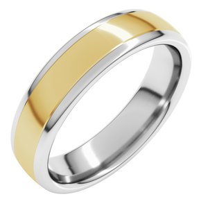 14K White/Yellow 5 mm Comfort-Fit Standard Weight European-Style Band
