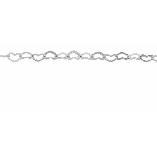 14K Yellow Or White Or Rose Gold Or Sterling Silver 1.9 Mm Polished Flat Heart Chain
