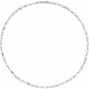 Sterling Silver Lobster Clasp Puffed Oval Cable Chain, Length: 20 In, Width: 3.9 Mm