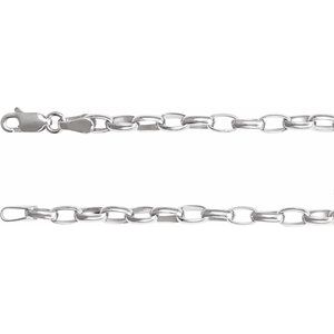 Sterling Silver Lobster Clasp Puffed Oval Cable Chain, Length: 20 In, Width: 3.9 Mm