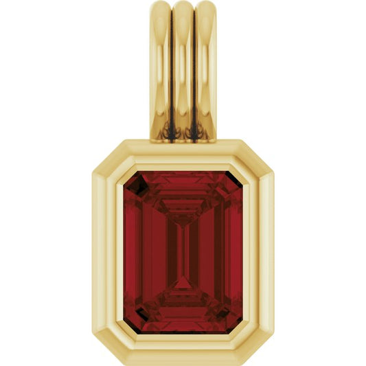 14K Yellow Gold Emerald 8 X 6 Mm Polished Natural Gem Solitaire Pendant