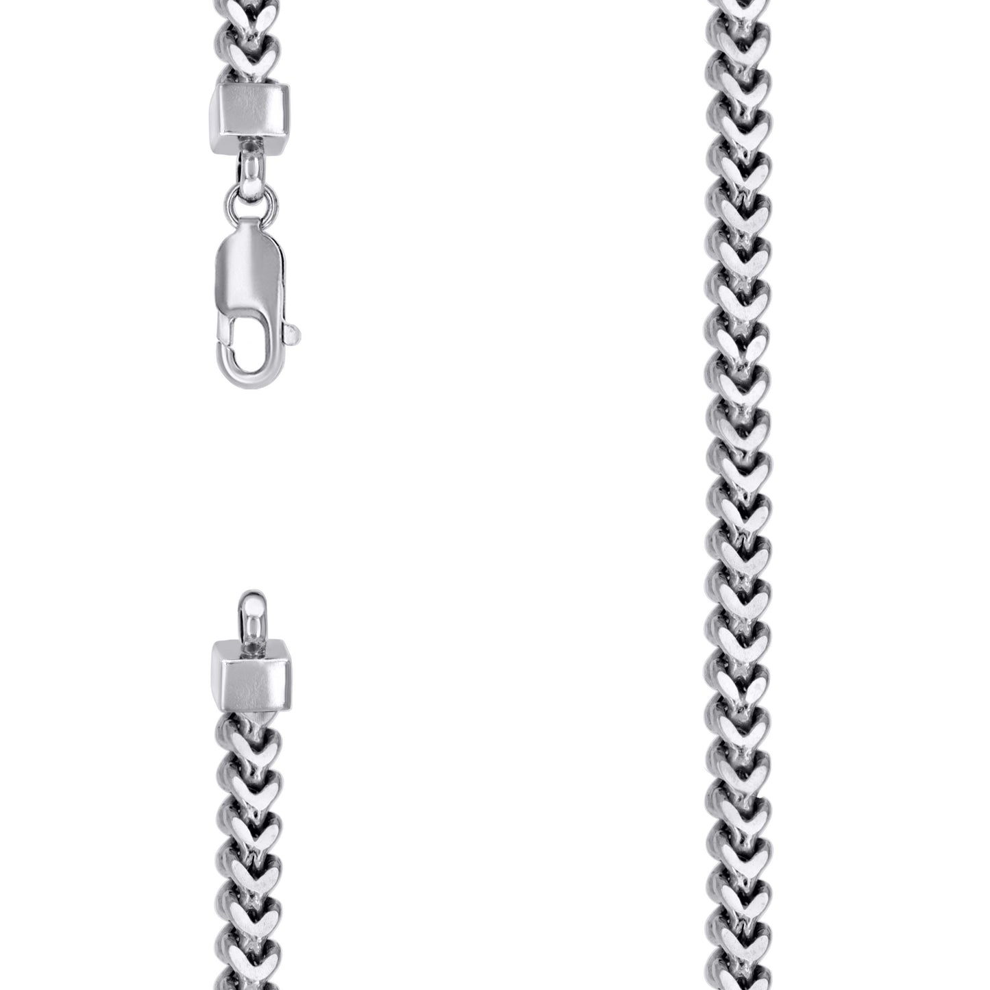 Sterling Silver Or Rhodium Plated Hollow Franco Chain