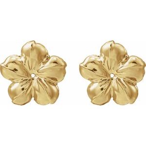 14K Yellow Gold Pair Polished Floral-Inspired Earring Jackets
