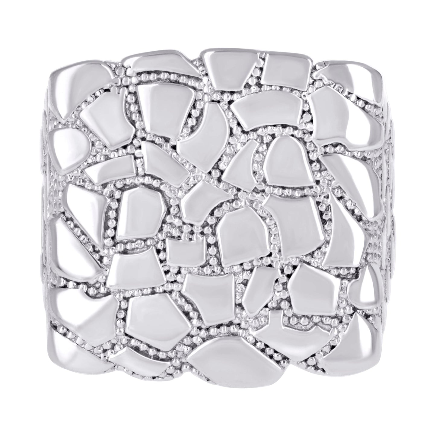 Sterling Silver Men's Nugget Square Head Fashion Bridal Anniversary Wedding Engagement Band Ring