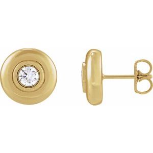 14K Yellow Gold Round 3Mm Si1-Si2, G-H 1/5 Ctw Lab-Grown Diamond Puffed Bezel-Set Friction Back Stud Earrings