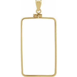 14K Yellow Gold Coin Frame Bezel Pendant Mounting for 41x24x1.7 mm Coin