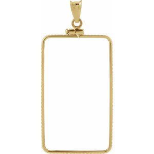 14K Yellow Gold 41 Mm Screw Top Polished Coin Frame Pendant