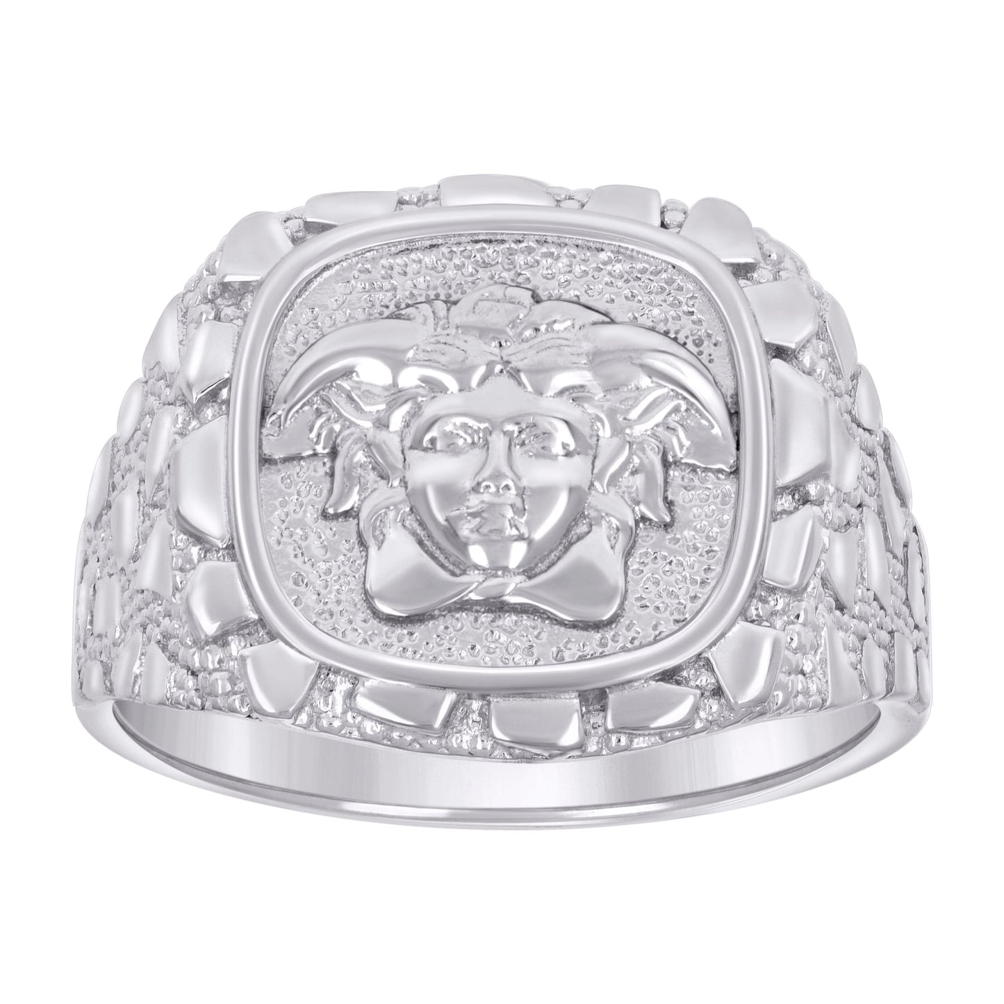 Sterling Silver Mens Nugget Medusa Egyptian Bridal Anniversary Wedding Engagement Band Ring