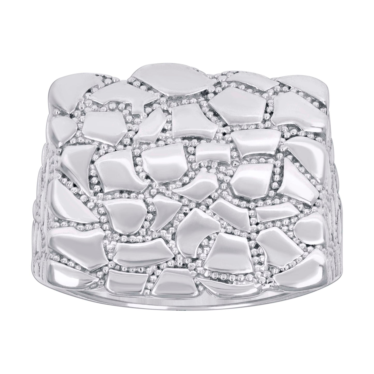 Sterling Silver Mens Nugget Square Head Fashion Bridal Anniversary Wedding Engagement Band Ring