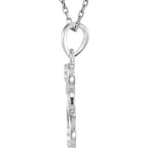 14K White Gold Initial M Round 1 Mm G-H I1 .025 Ctw Natural Diamond Initial Necklace, Length: 18 In