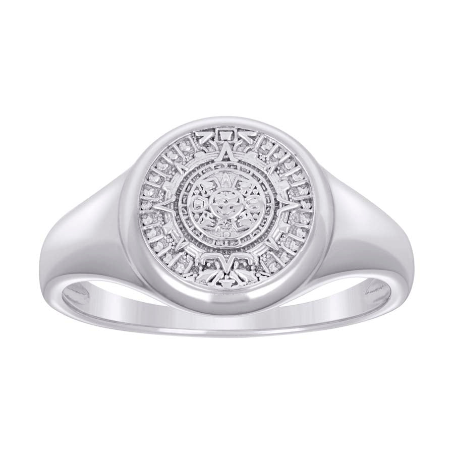 Sterling Silver Men's Aztec Calendar Fashion Bridal Anniversary Wedding Engagement Band Ring