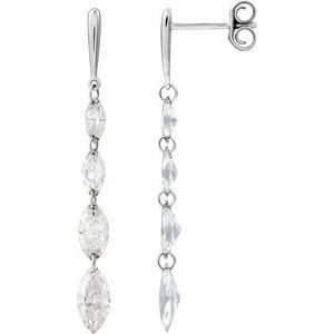 14K White Gold Marquise 6.8 X 3.5 Mm 1 1/2 Ctw Lab-Grown Diamond Drilled Diamond Earrings
