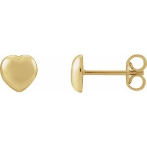14K Yellow Gold 6 X 6 Mm Pair Friction Back Polished Heart Earrings