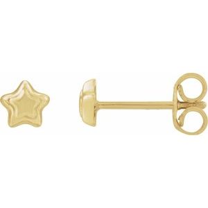 14K Yellow Gold 4 X 4 Mm Pair Friction Back Polished Star Earrings