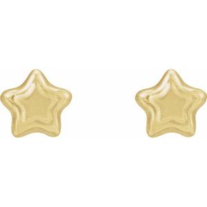 14K Yellow Gold 4 X 4 Mm Pair Friction Back Polished Star Earrings