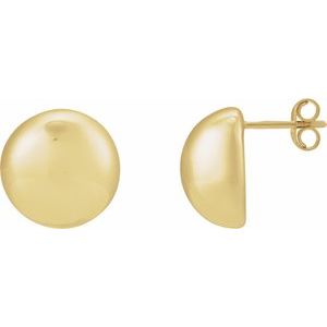 14K Yellow Gold 18 X 18 Mm Pair Friction Backs Polished Electroform Domed Drop Earrings
