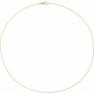 10K Yellow Gold Diamond-Cut Bead Chain, Length: 16 In, Width: 1.2 Mm