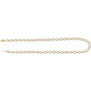 14K Yellow Gold Pearl 7-8 Mm  Cultured White Freshwater Pearl Necklace, Length: 18 In