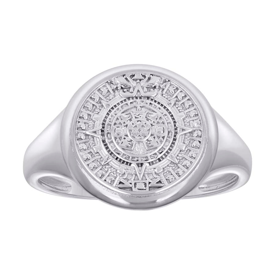 Sterling Silver Men's Aztec Calendar Fashion Bridal Anniversary Wedding Engagement Band Ring