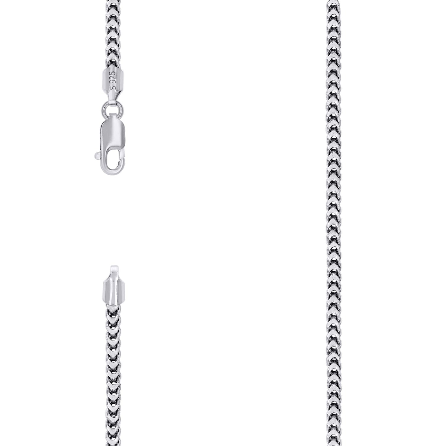 Sterling Silver Or Rhodium Plated Hollow Franco Chain
