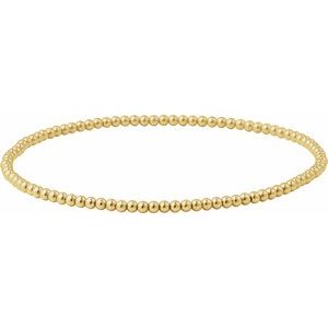 14K Yellow Gold Filled 2 Mm 6.5 In Polished Beaded Elastic Bracelet