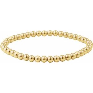 14K Yellow Gold Filled 4 Mm 6.5 In Polished Beaded Elastic Bracelet