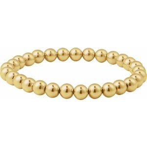 14K Yellow Gold Filled 6 Mm 6.5 In Polished Beaded Elastic Bracelet