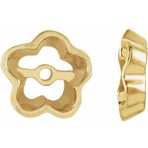 14k Yellow Or White Gold 4.3 Mm Polished Floral-Inspired Earring Jackets