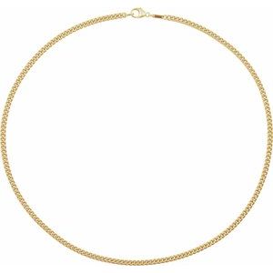 14K Yellow Gold Curb Chain, Length: 20 In, Width: 3.4 Mm