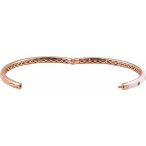 14K Rose Gold Round 1.9Mm  Pink Enamel Bangle Bracelet Mounting, Length: 7 In