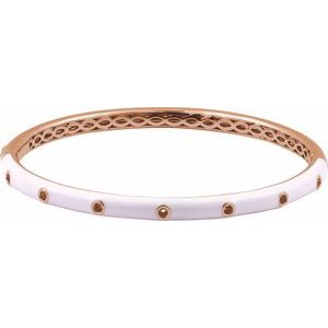 14K Rose Gold Round 1.9Mm  Pink Enamel Bangle Bracelet Mounting, Length: 7 In