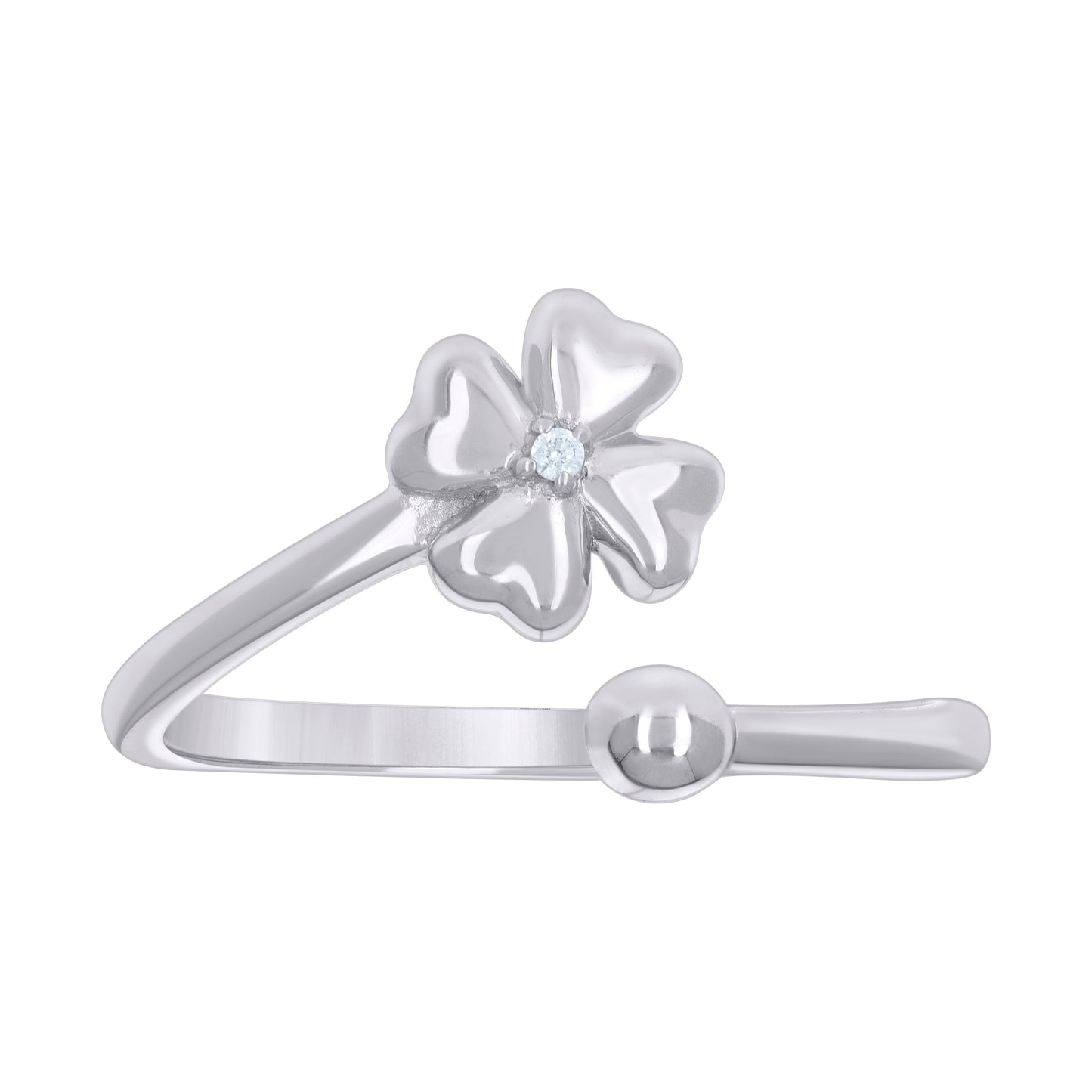 Sterling Silver Womens Cubic-Zirconia Flower Fashion Bridal Anniversary Wedding Engagement Band Ring