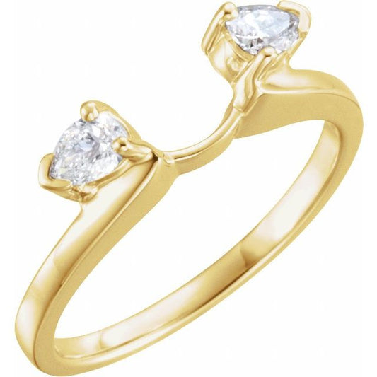 14K Yellow Gold Pear 4 X 2.5 Mm Polished 1/5 Ctw Lab-Grown Diamond Wrap-Style Enhancer, Size 6