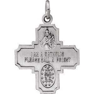 Sterling Silver 25 X 24 Mm Polished 4-Way Cross Medal