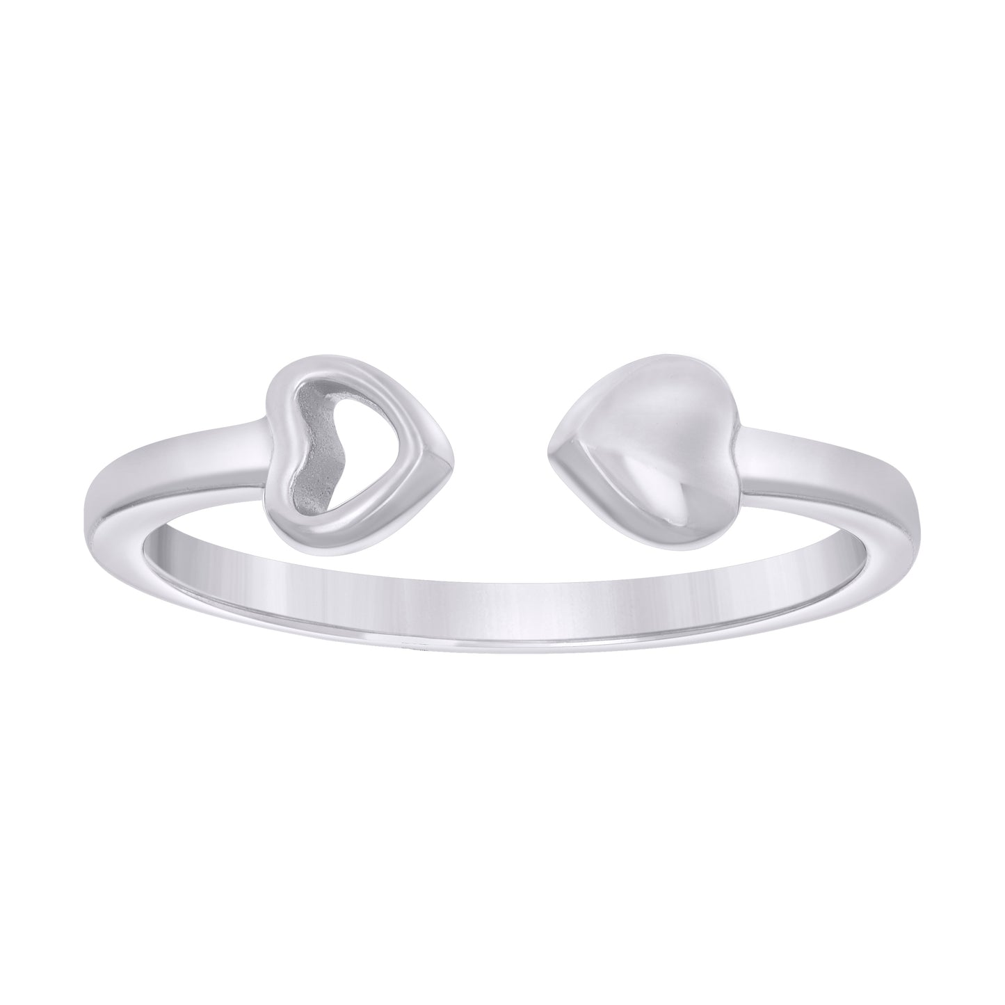 Sterling Silver Womens End to End Heart Bridal Anniversary Wedding Engagement Band Ring