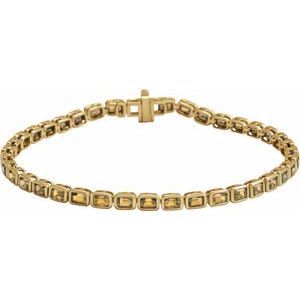 14K Yellow Gold Natural Citrine Emerald 3.5 X 2.4 Mm None 7 In Polished Natural Citrine Line Bracelet