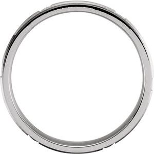 14K White/Yellow Gold Comfort-Fit Grooved Band With Satin Finish Size 7