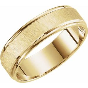 14K Yellow Gold 6 Mm Polished Grooved Band Size 9