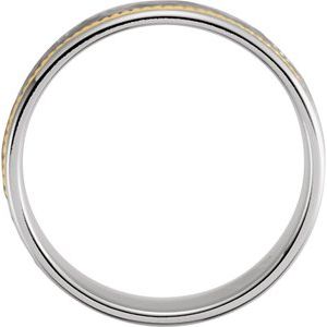 14K White/Yellow Gold 8 mm Rope Edge Comfort-Fit Flat Band Size 18