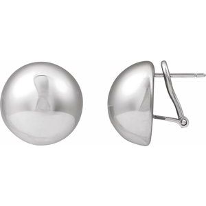 Sterling Silver 18 X 18 Mm Pair Clip-On Polished Electroform Domed Drop Earrings