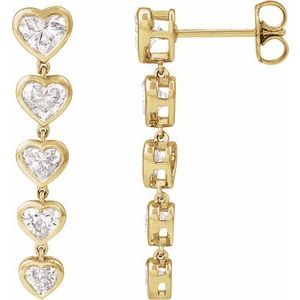 14K Yellow Gold Heart 4.5 X 5.3 Mm 2 3/4 Ctw Lab-Grown Diamond Dangle Earrings