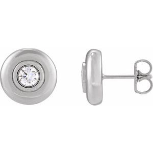 14K White Gold Round 3Mm I1, G-H 1/5 Ctw Natural Diamond Bezel-Set Puffed Friction Back Stud Earrings