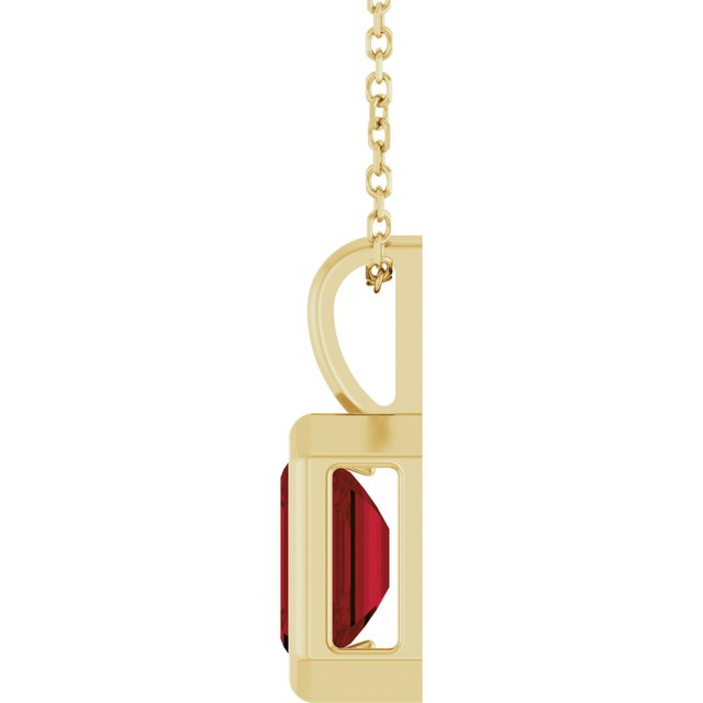 14K Yellow Gold Emerald 8 X 6 Mm 16-18 In Polished Natural Gem Back-Set Bezel Solitaire Necklace