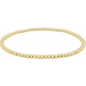 14K Yellow Gold Filled 2.5 Mm 6.5 In Polished Beaded Elastic Bracelet