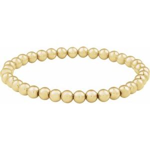 14K Yellow Gold Filled 5 Mm 6.5 In Polished Beaded Elastic Bracelet