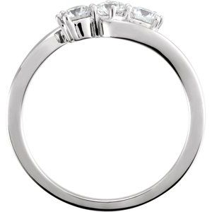 14K White Gold Round 3.4 Mm Polished 1/2 Ctw Lab-Grown Diamond 3 Stone Ring Size 7