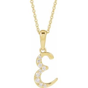 14K Yellow Gold Initial E Round G-H I1 1/10 Ctw Natural Diamond Initial Necklace, Length: 18 In